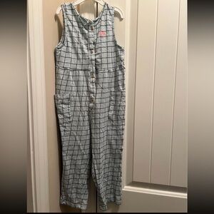 H&M Black and White Grid Toddler Jumpsuit with Pink Heart